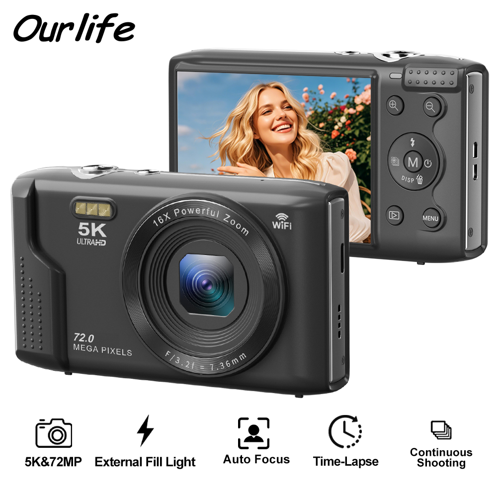 Vintage Home Cinema - Ourlife Compact Digital Camera 5K 72MP