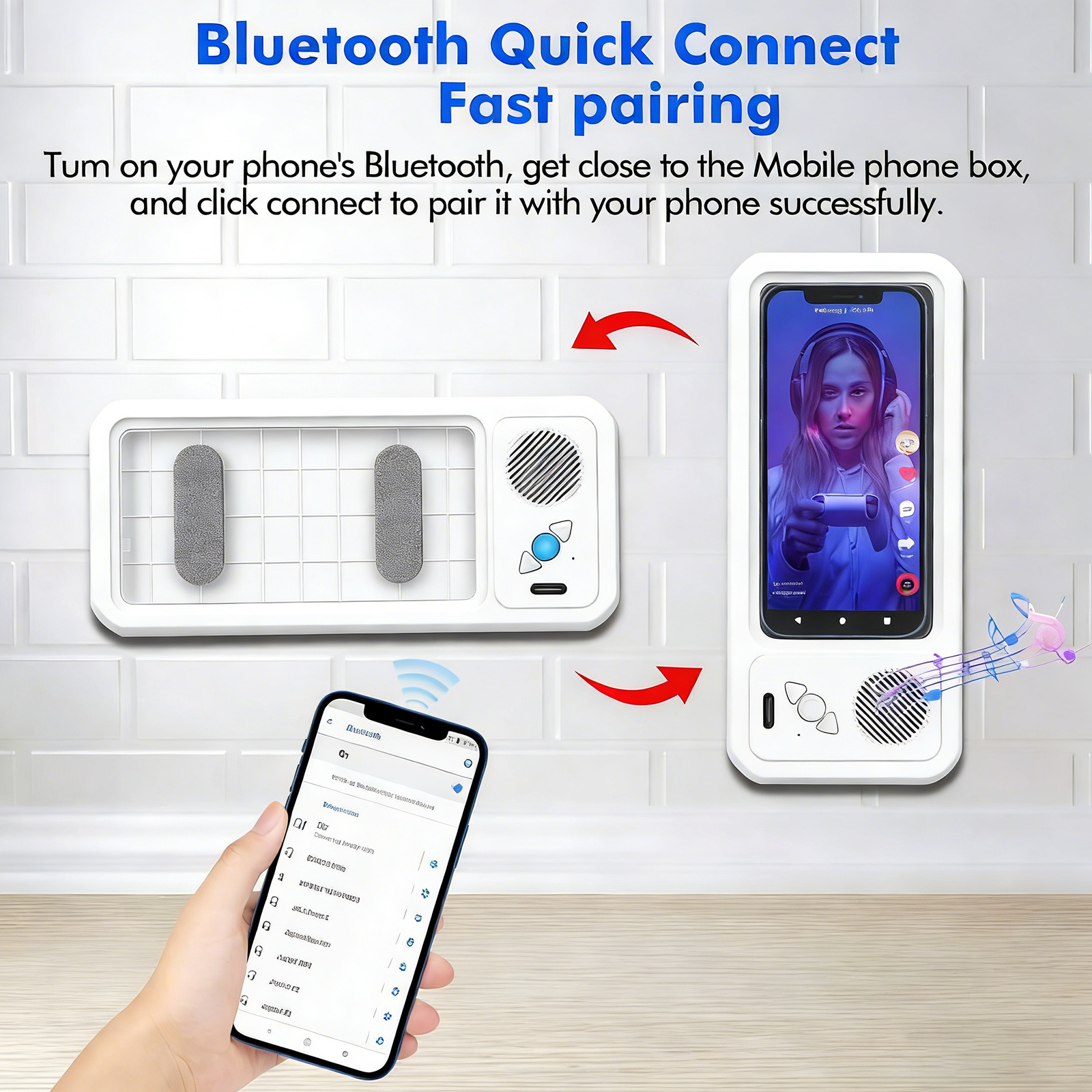 Wall Mount Speaker - Waterproof Mobile Phone Case for Bathroom
