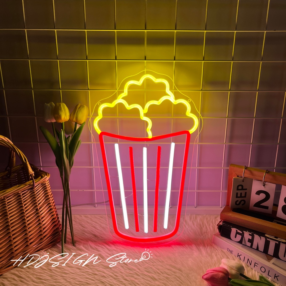 Home Cinema Wall Lights - Neon Sign Popcorn Led Lighting Cinema