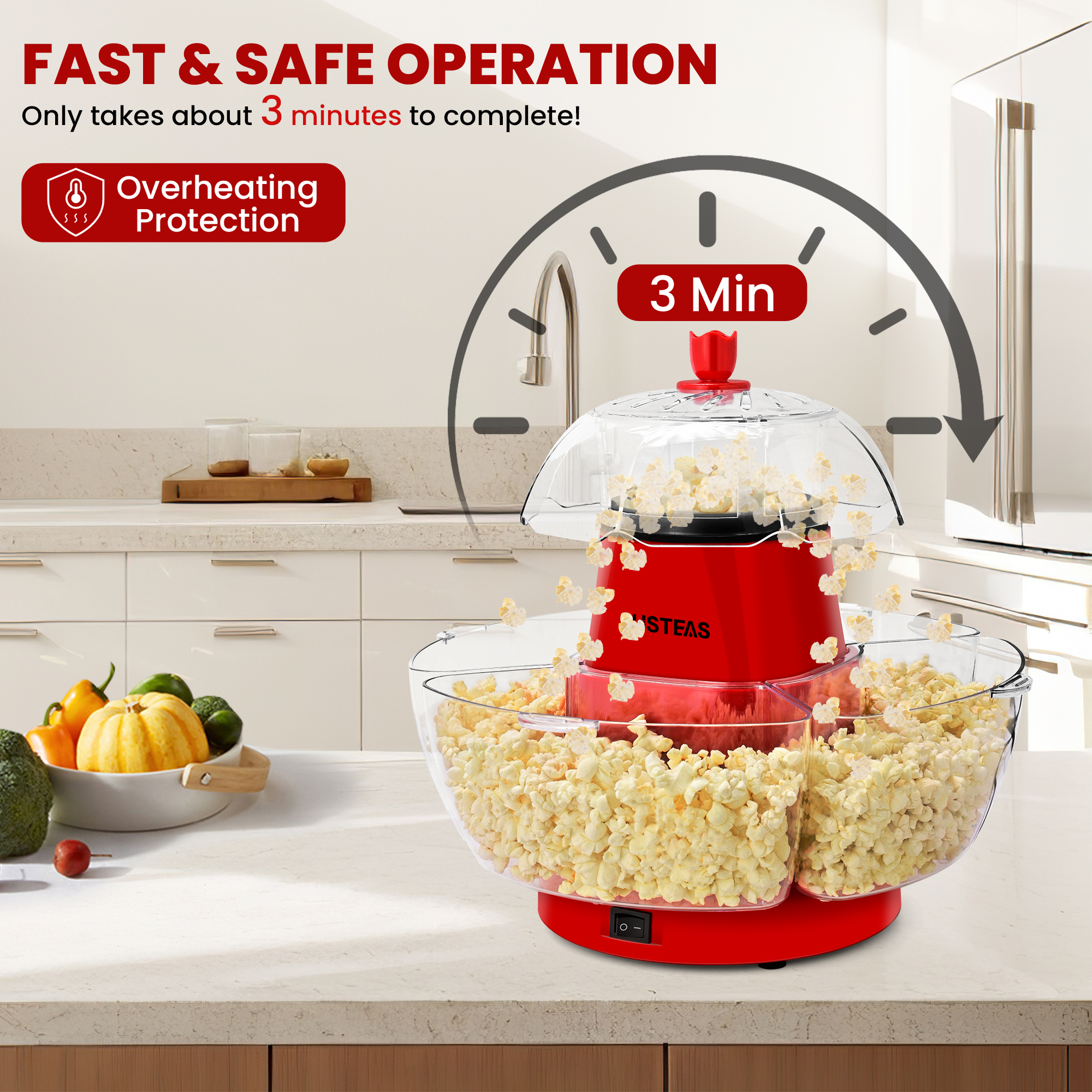 1200W Electric Hot Air Popcorn - Popcorn Machine Home reseña y precio