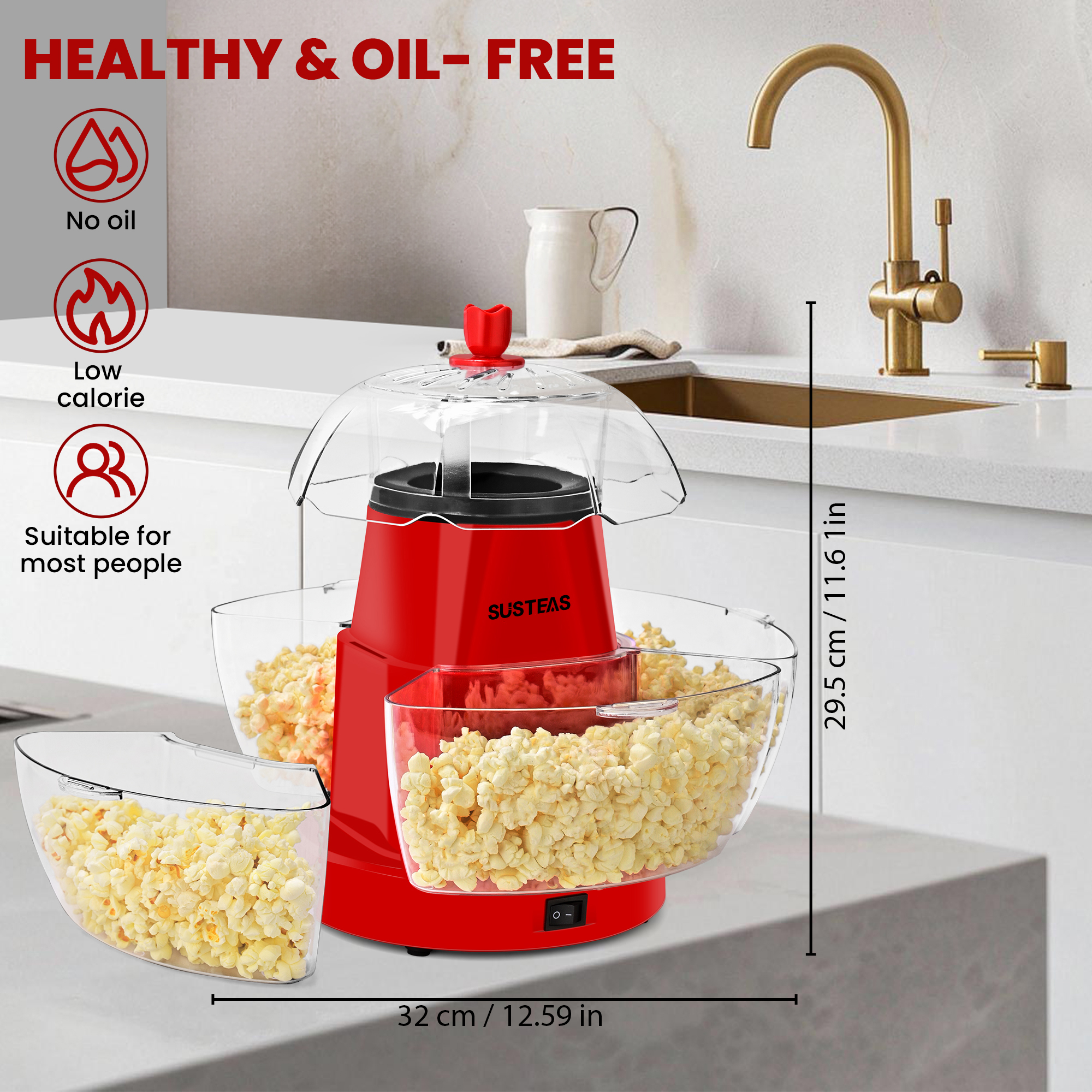 1200W Electric Hot Air Popcorn - Popcorn Machine Home reseña y precio