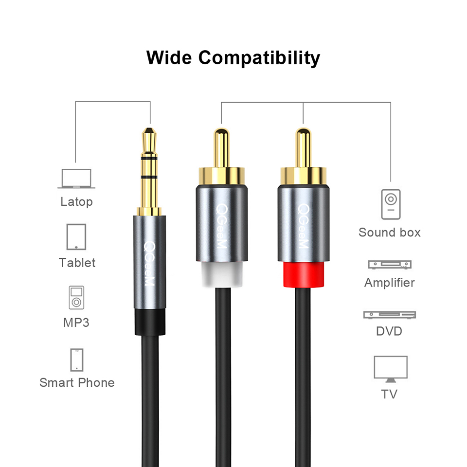 QGeeM RCA Cable 2RCA to 3.5 Au - Genius Home Cinema reseña y precio