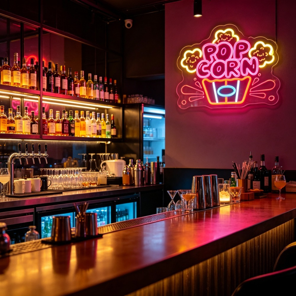 Popcorn Movie Cinema Neon Sign - Home Cinema Wall Lights reseña y precio