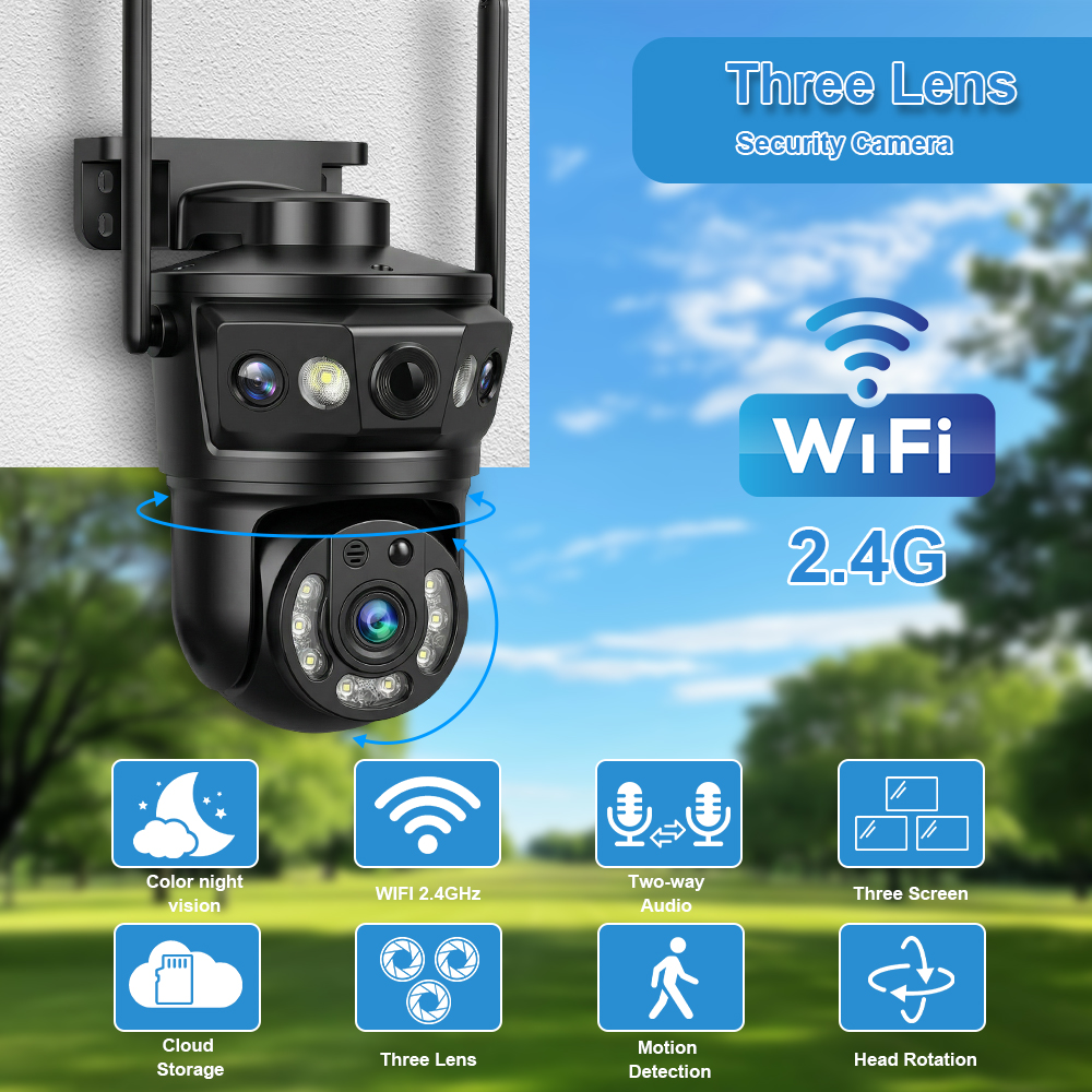 Three Lens WIFI IP Camera Outd - Home Cinema Screen reseña y precio