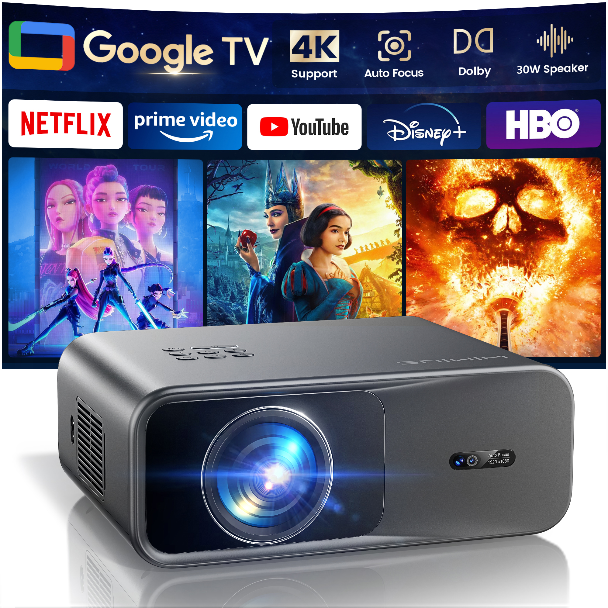 WIMIUS 1200 ANSI Projector 4K  - Video Home Cinema reseña y precio