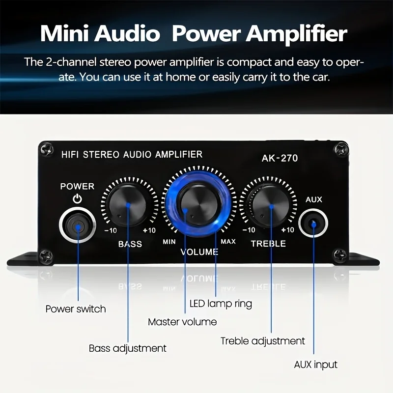 AK-270 HiFi Stereo Amplifier 4 - Genius Home Cinema reseña y precio