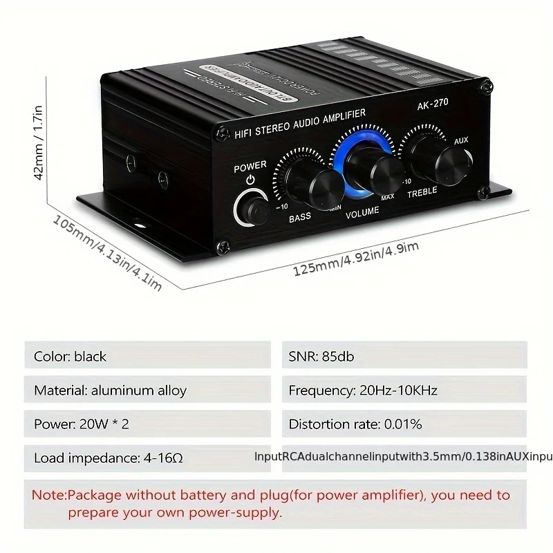 AK-270 HiFi Stereo Amplifier 4 - Genius Home Cinema reseña y precio