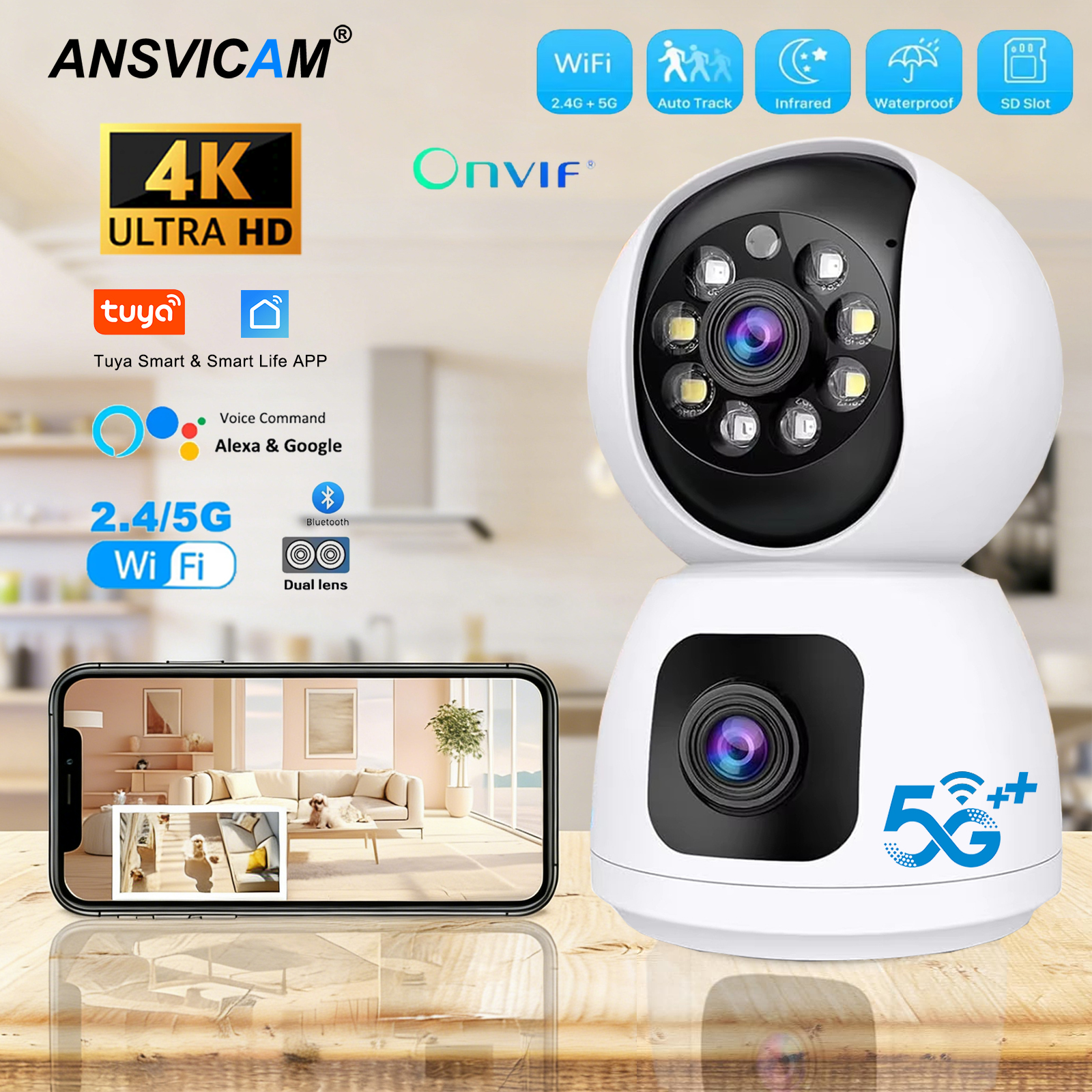 Tuya  4K 8MP HD WiFi Camera In - Home Cinema Screen reseña y precio