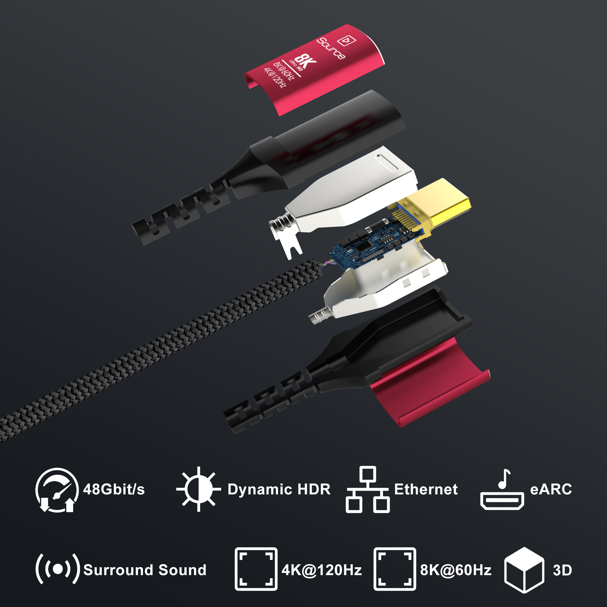 8K HDMI 2.1 Fiber Optic Cable  - Hdmi Arc Cable reseña y precio