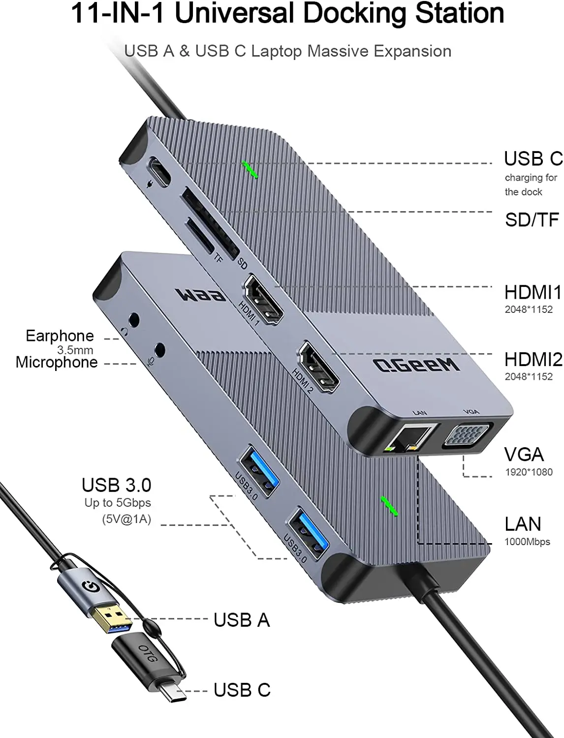QGeeM USB 3.0 Docking Station, - Home Cinema Usb reseña y precio