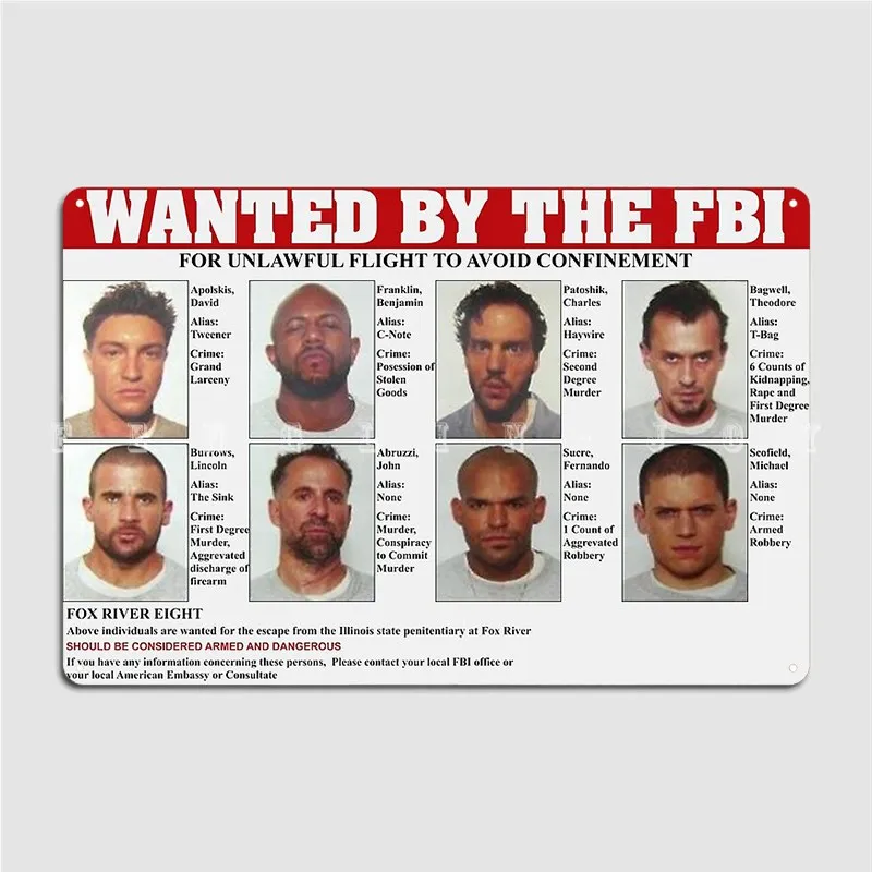 Prison Break FBI Wanted Poster - Vintage Home Cinema reseña y precio