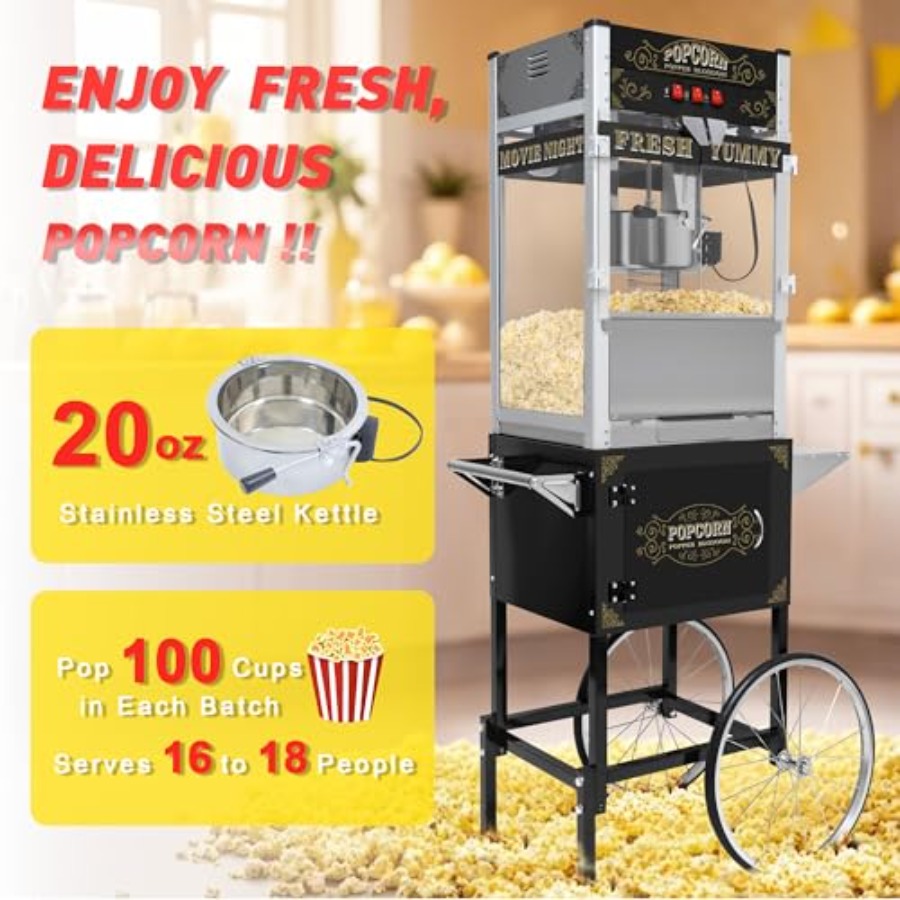 Popcorn Machine with Cart Whee - Popcorn Machine Home reseña y precio