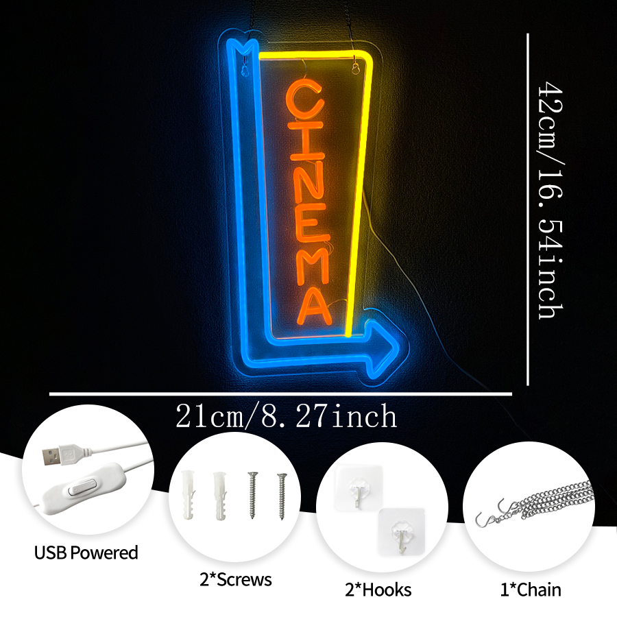 Cinema Neon Sign For Wall Deco - Home Cinema Wall Lights reseña y precio
