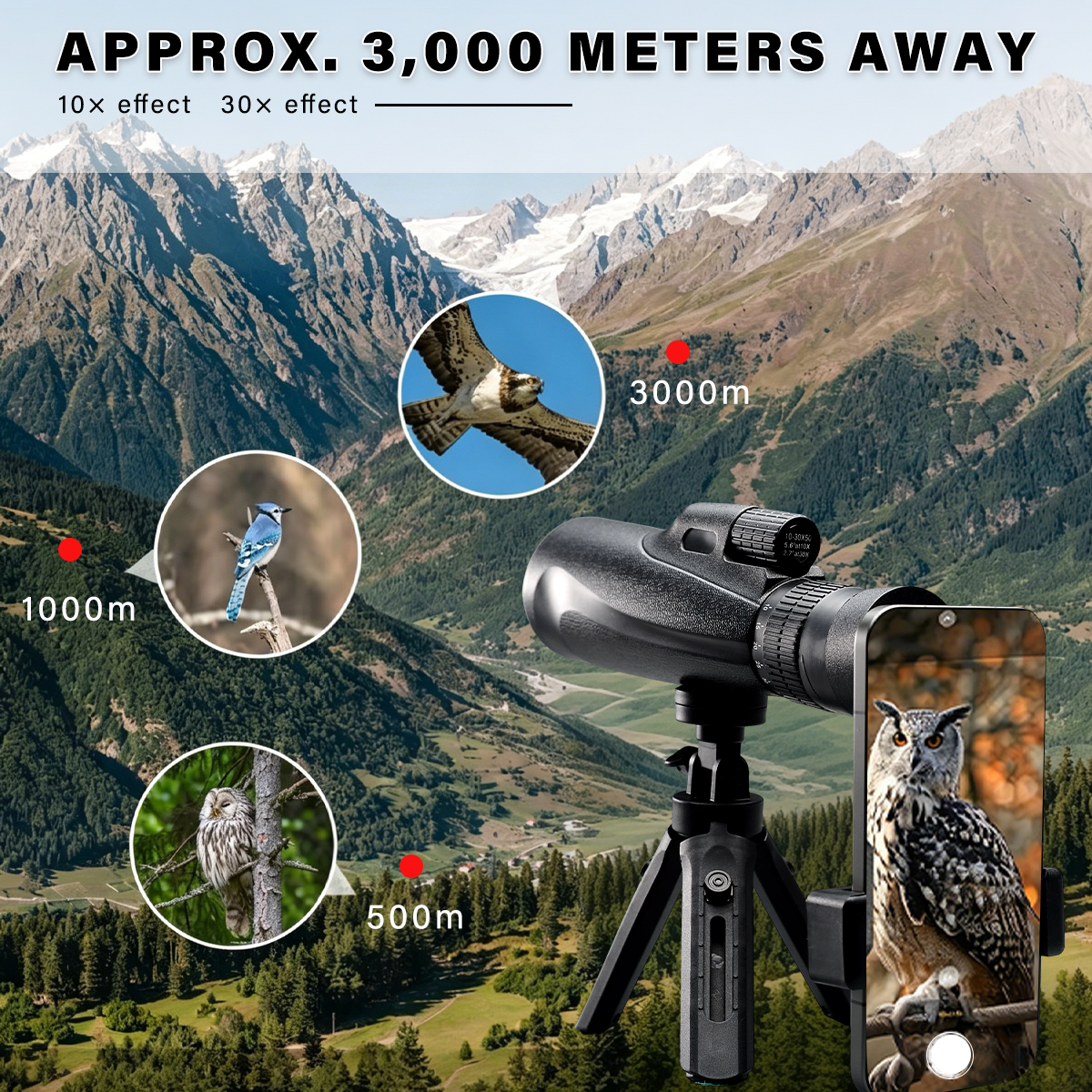 10-30x50 Monoculars Telescope  - Home Cinema Center reseña y precio