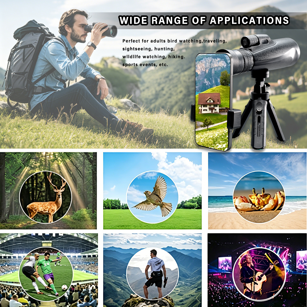 10-30x50 Monoculars Telescope  - Home Cinema Center reseña y precio