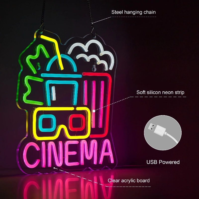 Cinema Neon Sign,Movie Time Ni - Home Cinema Wall Lights reseña y precio