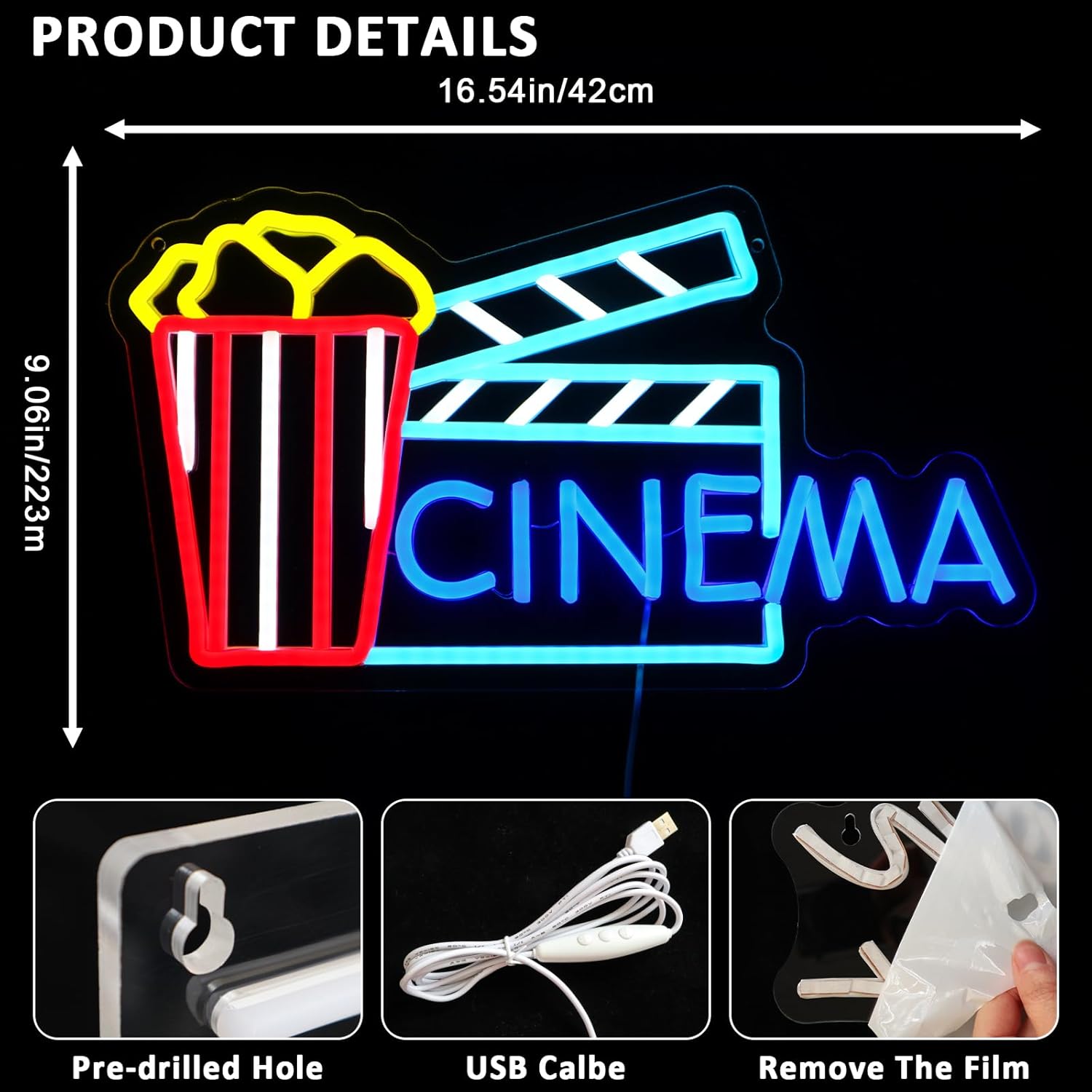 Cinema Neon Sign Art Wall Ligh - Home Cinema Wall Lights reseña y precio