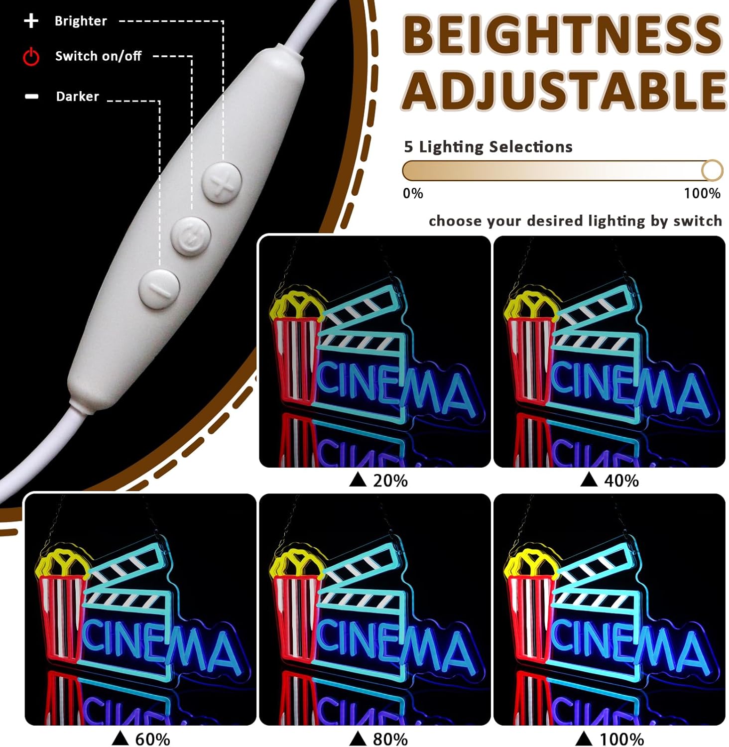 Cinema Neon Sign Art Wall Ligh - Home Cinema Wall Lights reseña y precio