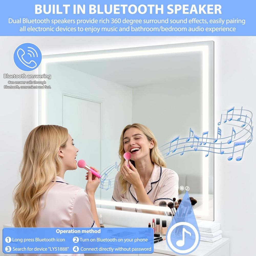 Wall-Mounted LED Vanity Mirror - Wall Mount Speaker reseña y precio