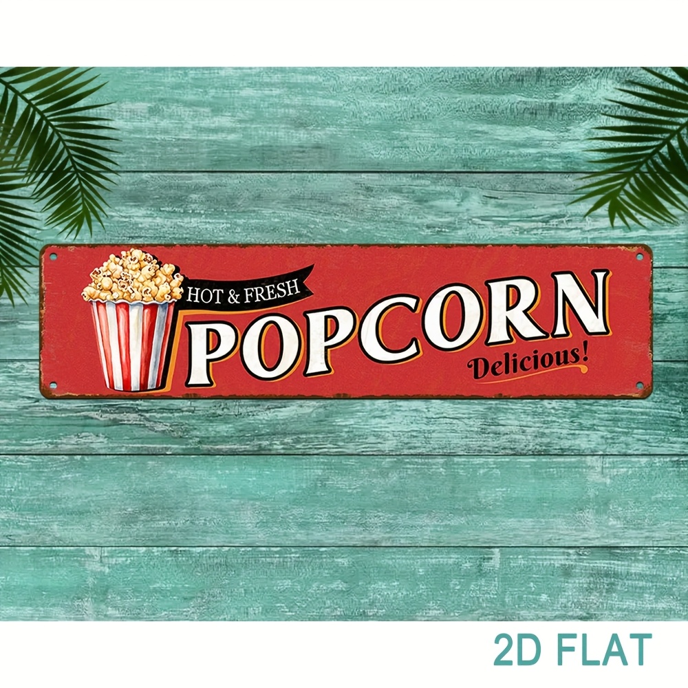 Vintage Aluminum Popcorn Sign  - Vintage Home Cinema reseña y precio