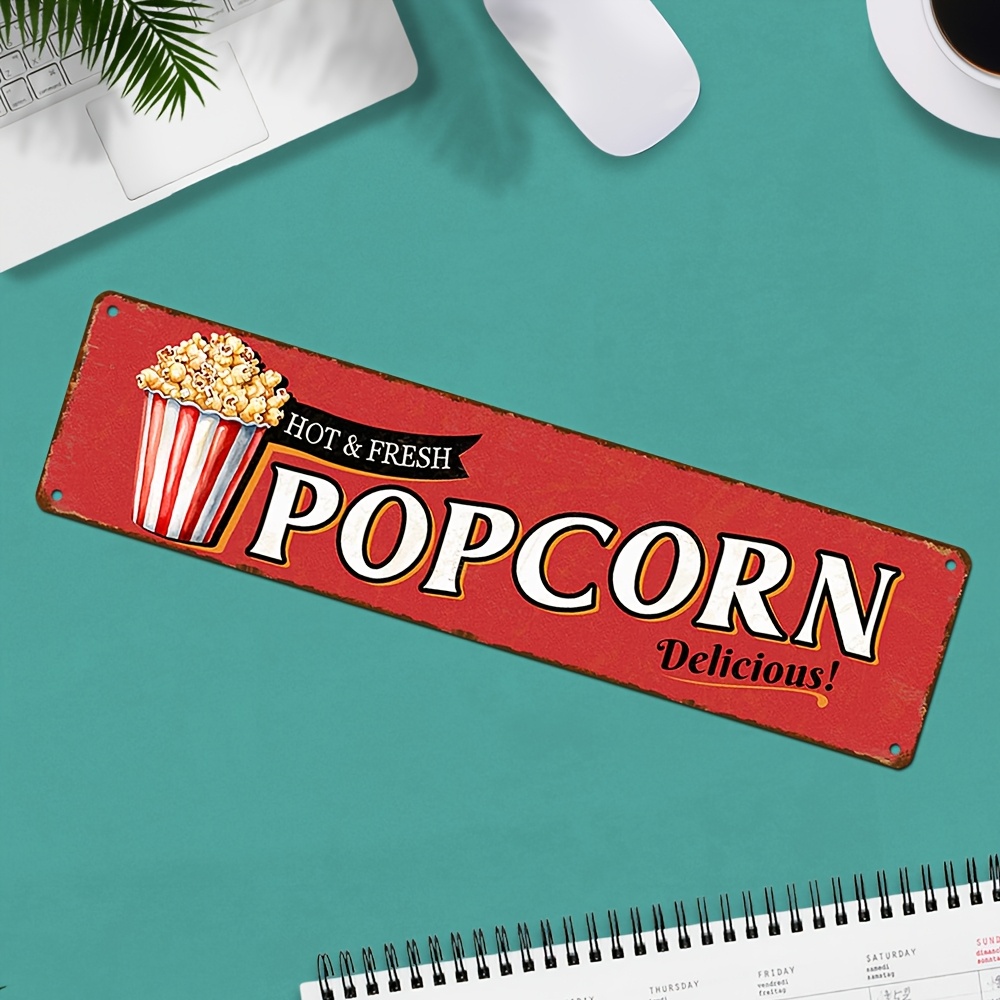 Vintage Aluminum Popcorn Sign  - Vintage Home Cinema reseña y precio