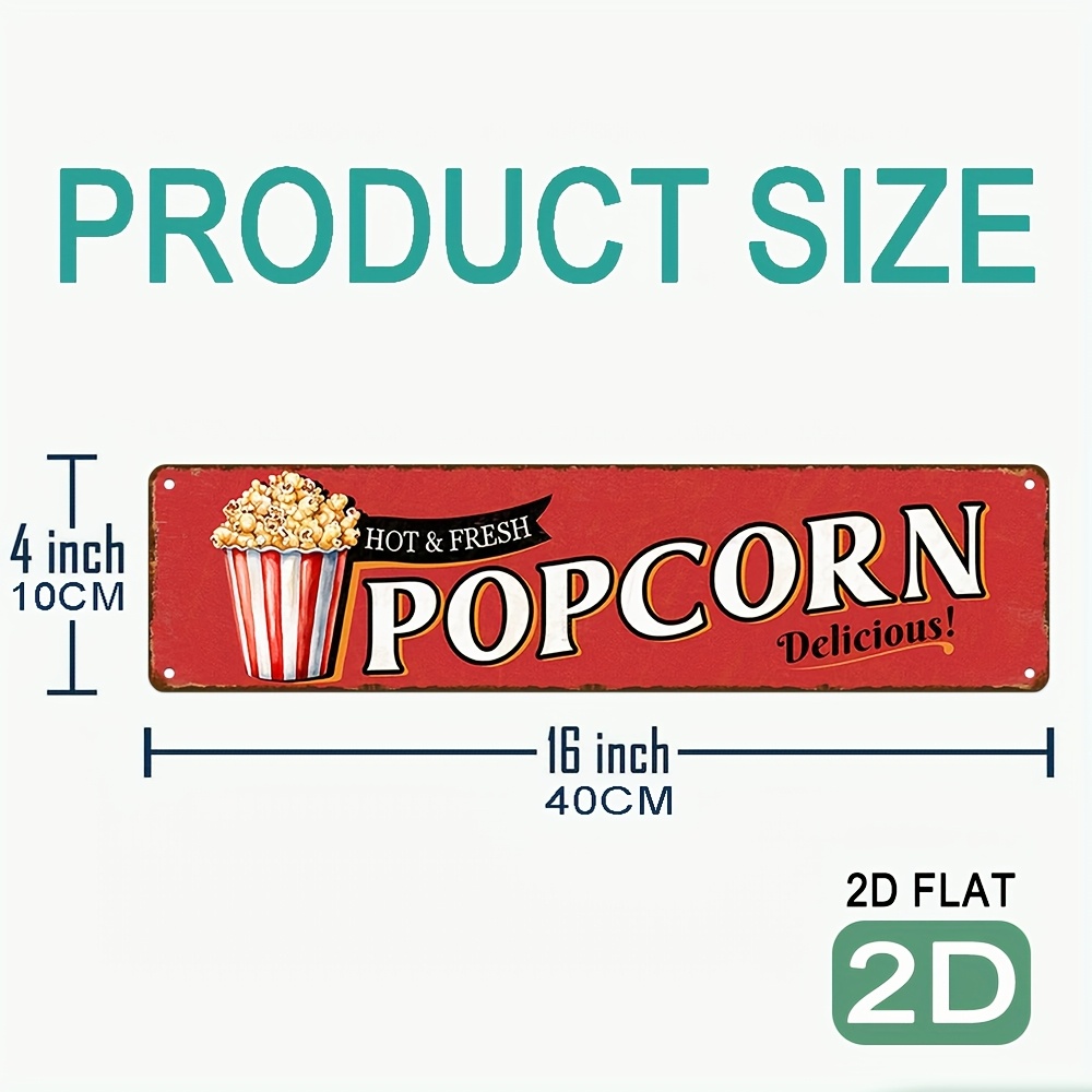 Vintage Aluminum Popcorn Sign  - Vintage Home Cinema reseña y precio