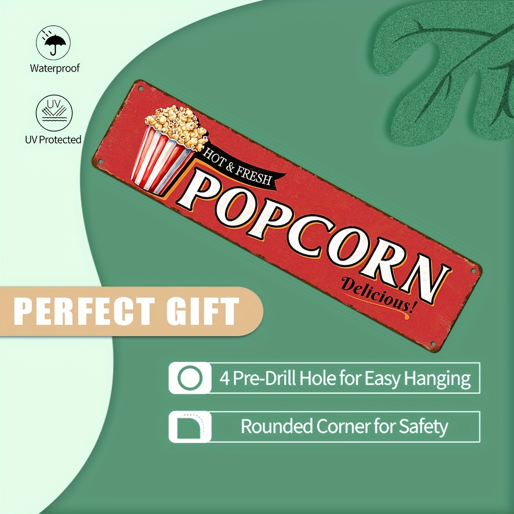 Vintage Aluminum Popcorn Sign  - Vintage Home Cinema reseña y precio