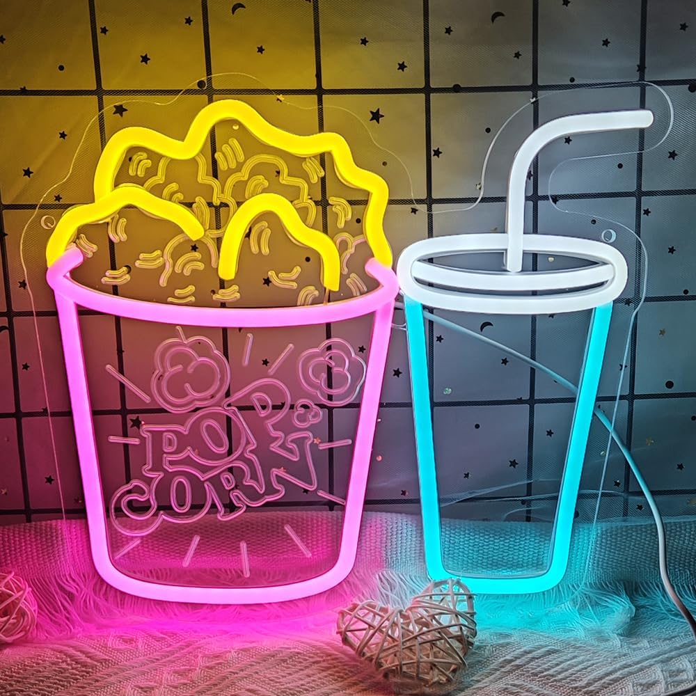 Popcorn Neon Sign LED Neon Lig - Home Cinema Wall Lights reseña y precio