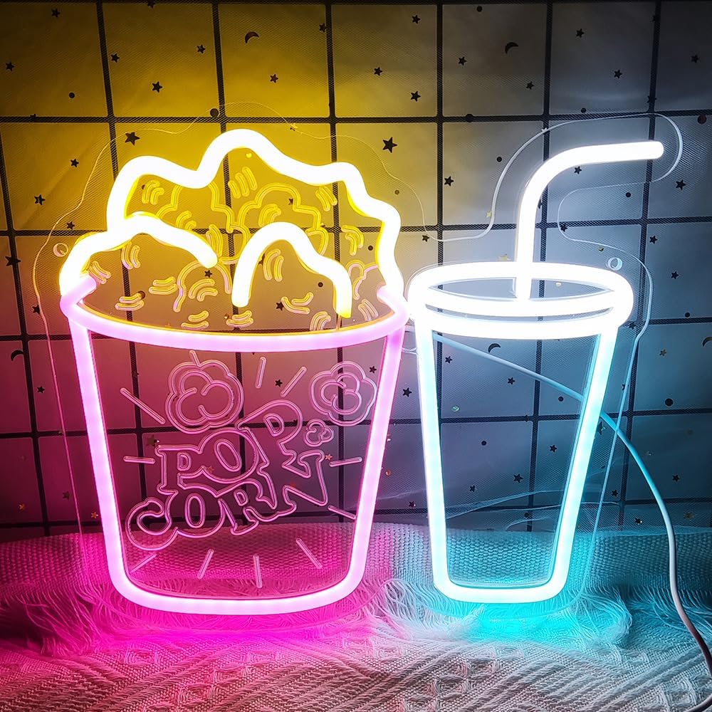 Popcorn Neon Sign LED Neon Lig - Home Cinema Wall Lights reseña y precio