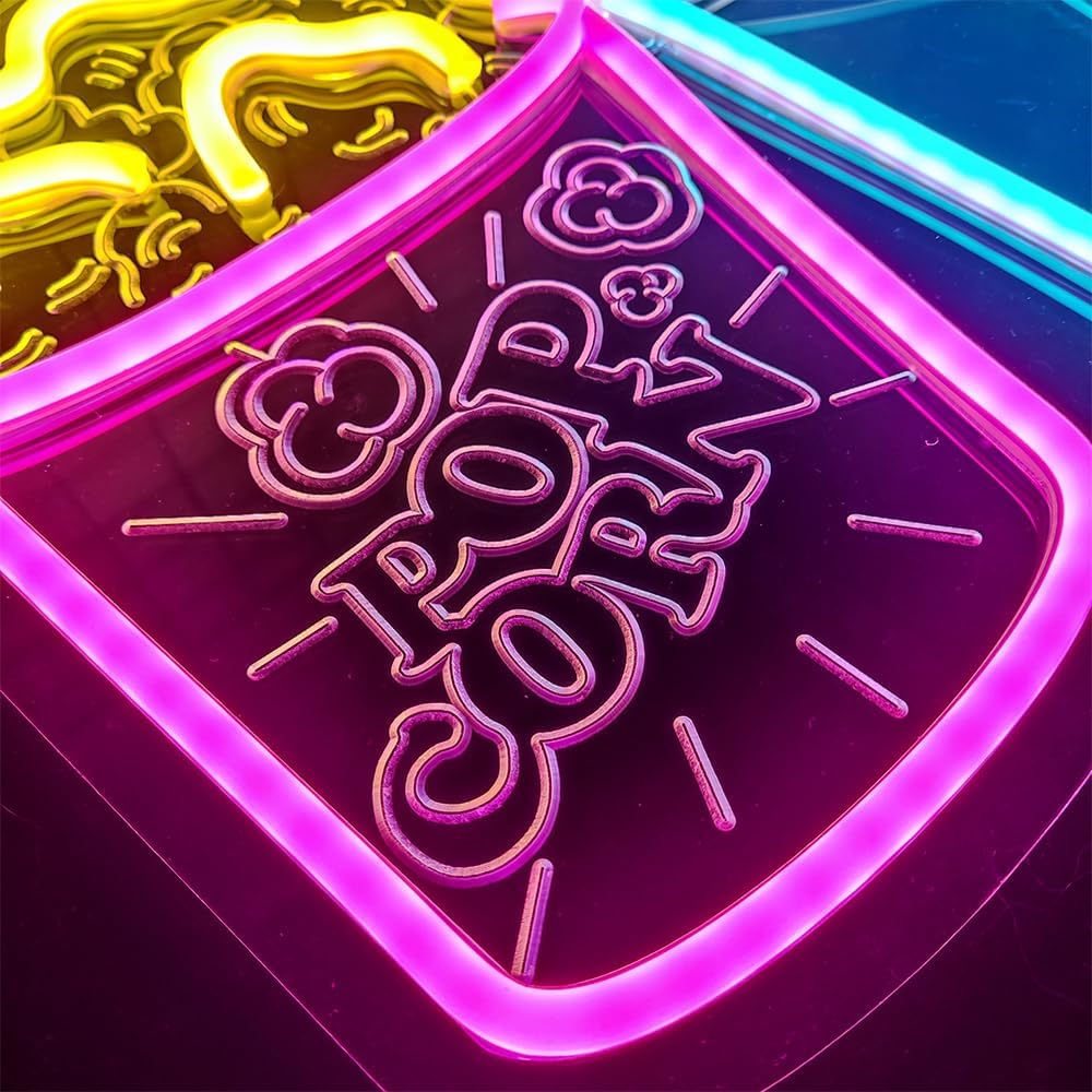 Popcorn Neon Sign LED Neon Lig - Home Cinema Wall Lights reseña y precio