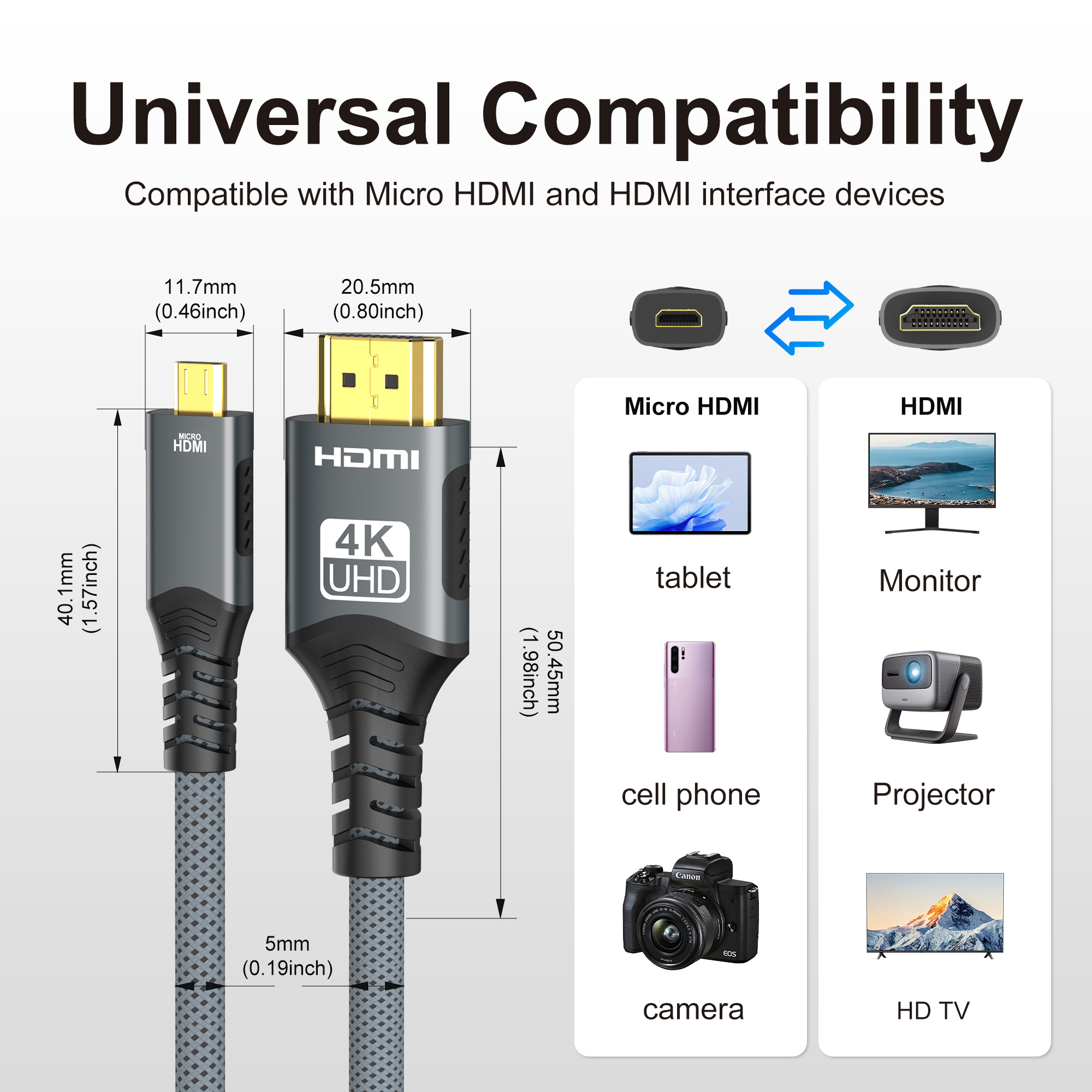 4K Micro HDMI-Compatible to HD - Hdmi Arc Cable reseña y precio