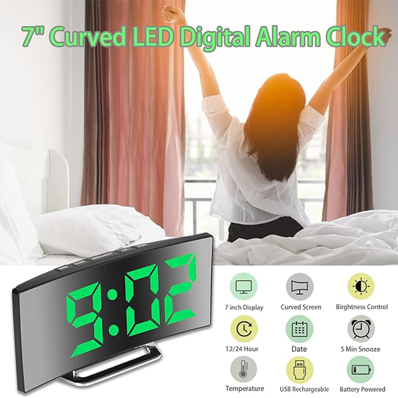 LED Digital Alarm Clock Curved - Home Cinema Screen reseña y precio