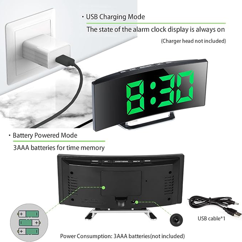 LED Digital Alarm Clock Curved - Home Cinema Screen reseña y precio
